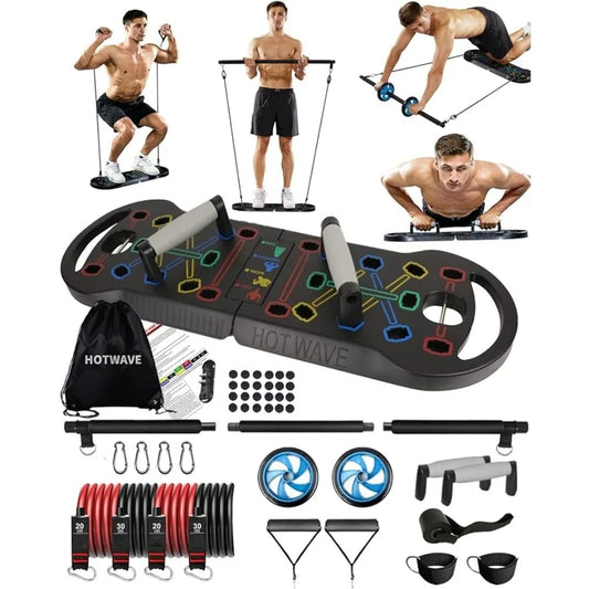 HOTWAVE Portable Exercise Equipment with 16 Gym Accessories